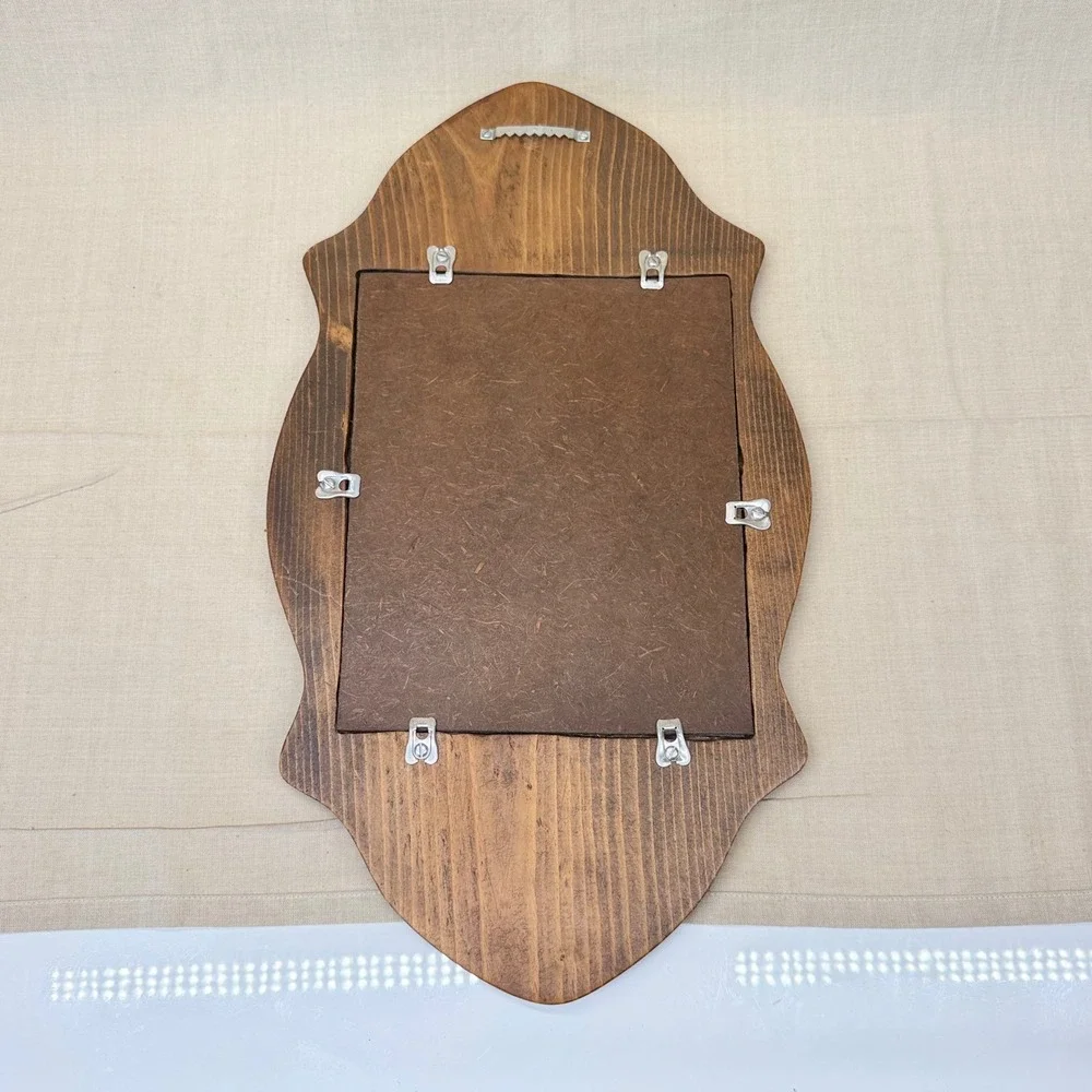 Vintage Wood Wall Mirror Gold Foxed Mirror Retro 70s Gold Accent Decor MCM